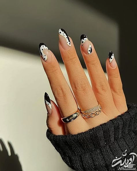 طراحی ناخن سیاه و سفید